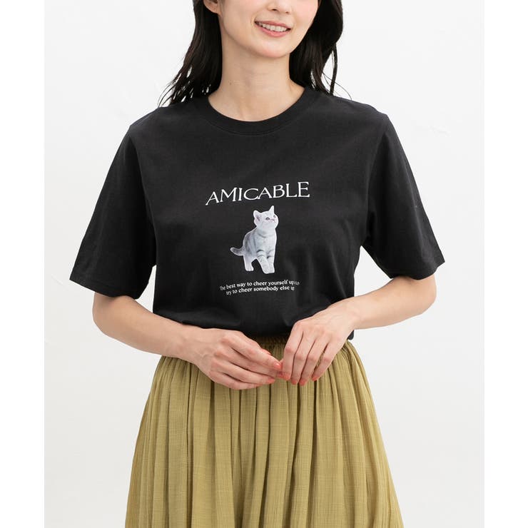 ブラック | トップス Tシャツ 半袖Tシャツ | Honeys