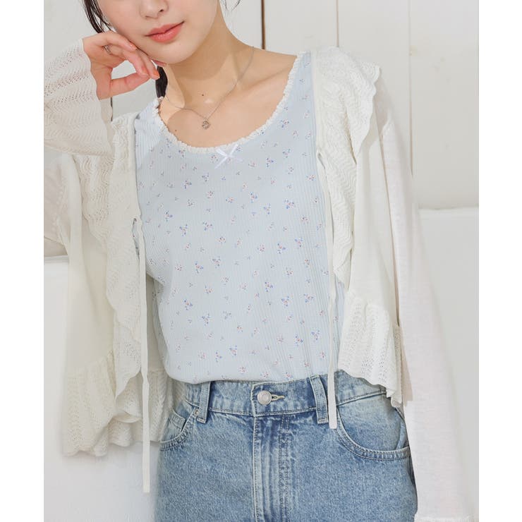 ミント花柄 | トップス タンクトップ UVカット | Honeys