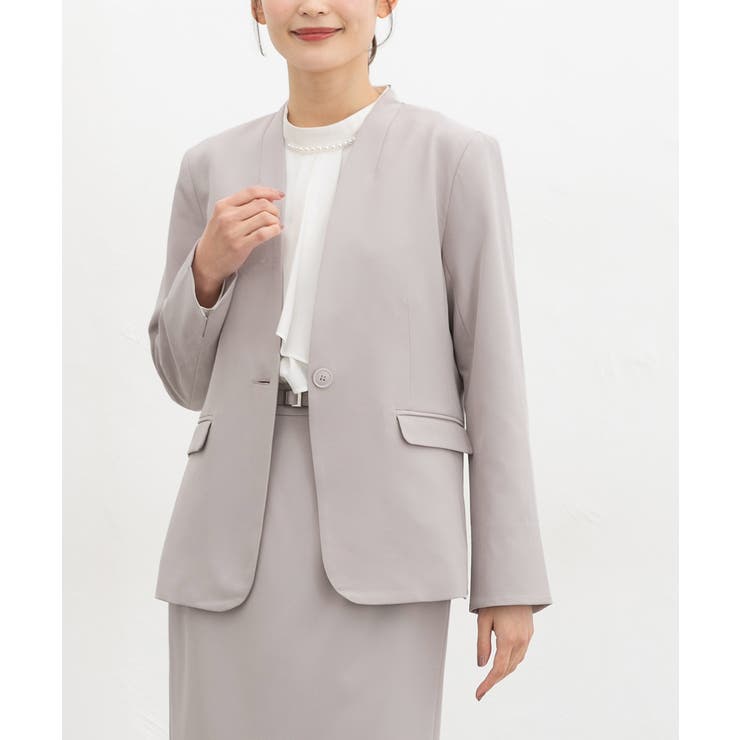 ライトグレージュ | アウター ジャケット カラーレスジャケット | Honeys
