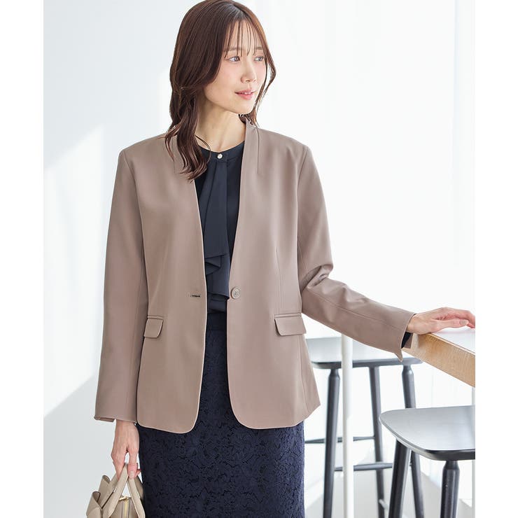 ダークベージュ | アウター ジャケット カラーレスジャケット | Honeys
