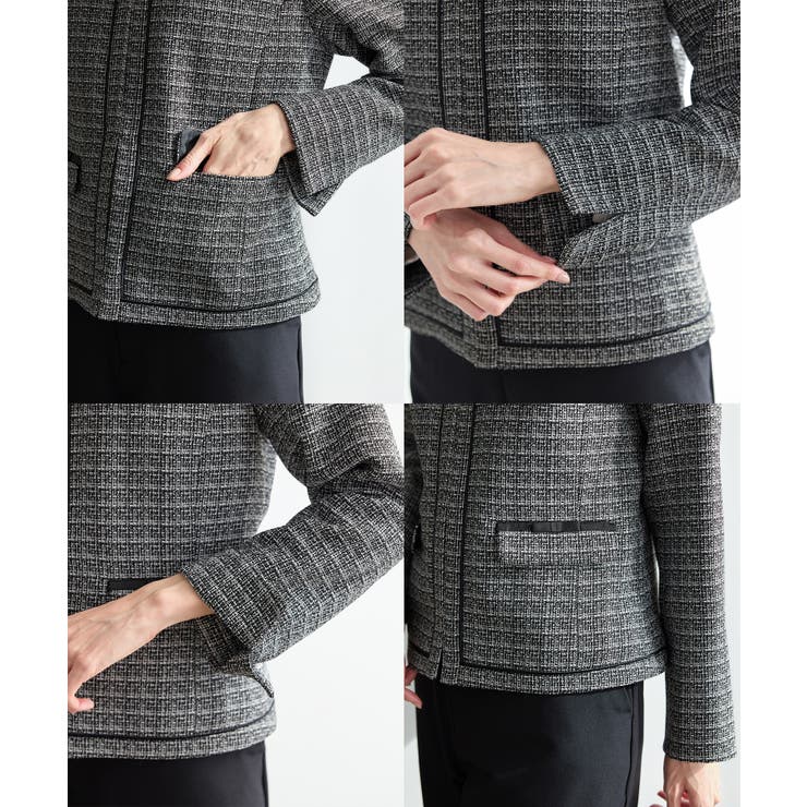 アウター ノーカラージャケット 大きいサイズ | Honeys | 詳細画像16 