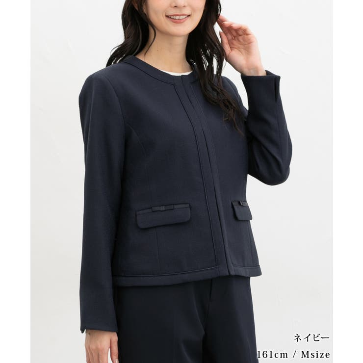 アウター ノーカラージャケット 大きいサイズ | Honeys | 詳細画像7 