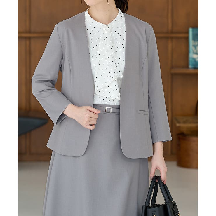 杢グレー | アウター ジャケット ノーカラー | Honeys