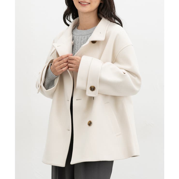 アイボリー | アウター コート ハーフ丈コート | Honeys