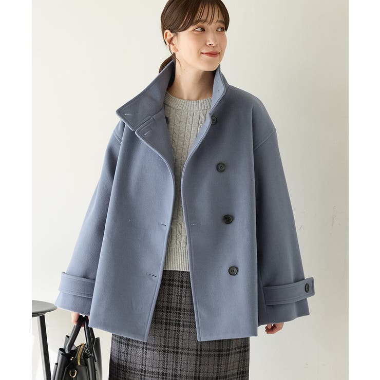スモーキーブルー | アウター コート ハーフ丈コート | Honeys