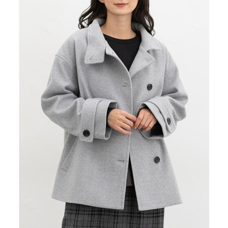 ライト杢グレー | アウター コート ハーフ丈コート | Honeys