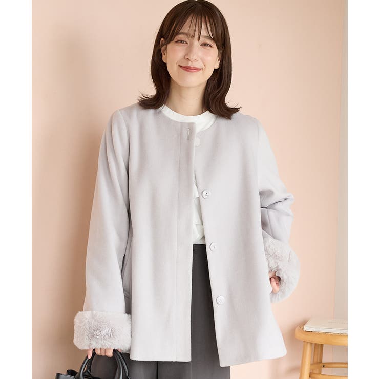 ライトグレー | アウター コート ノーカラーコート | Honeys