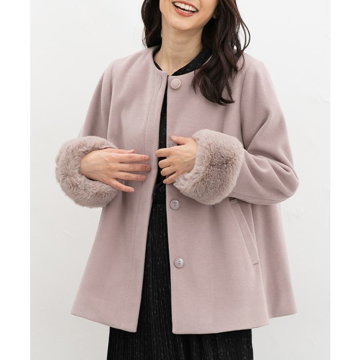 モカ | アウター コート ノーカラーコート | Honeys