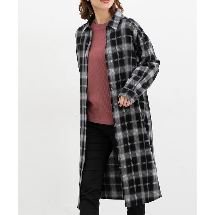 クロチェック | ワンピース シャツワンピース 長袖 | Honeys
