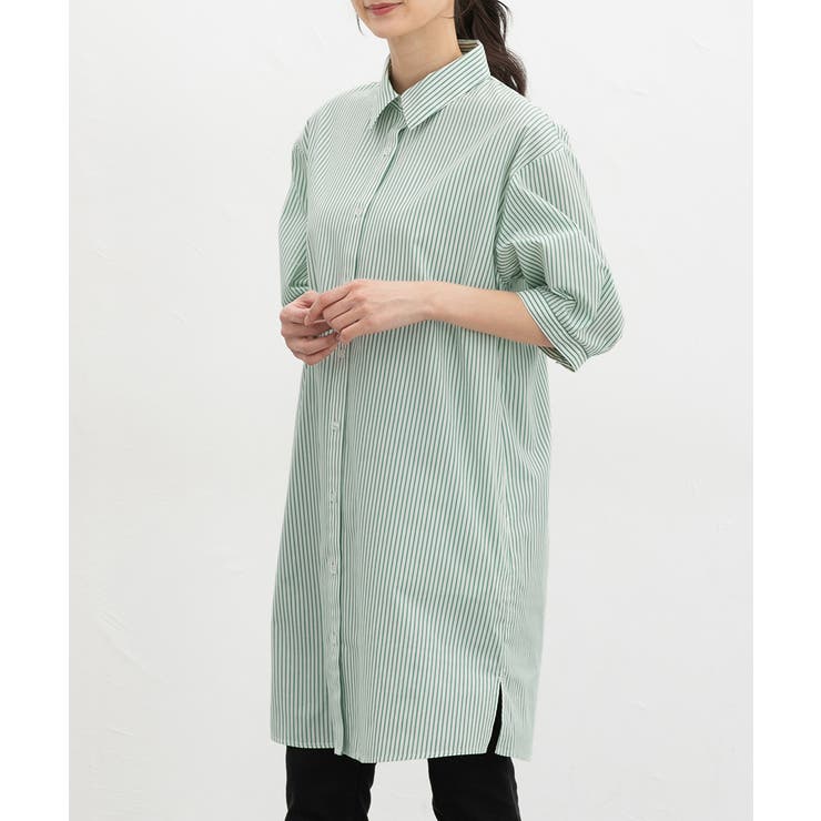 ミドリストライプ | ワンピース シャツワンピース ロング丈 | Honeys