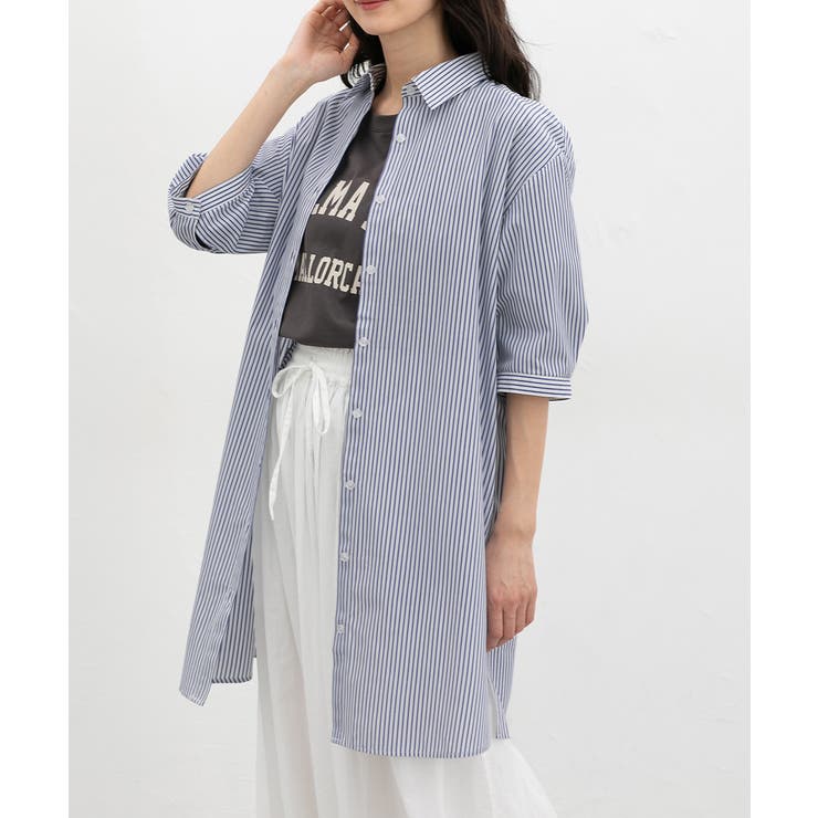 ブルーストライプ | ワンピース シャツワンピース ロング丈 | Honeys