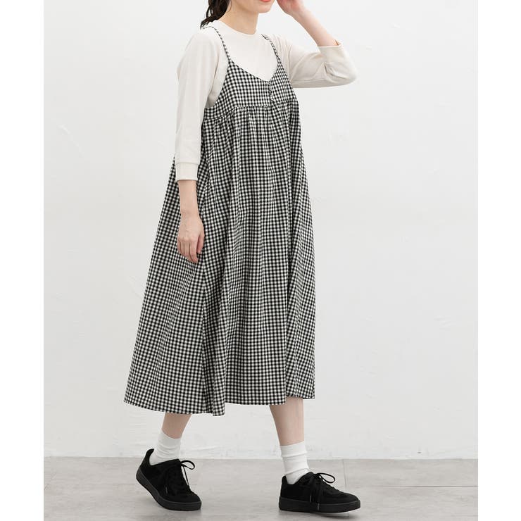 アイボリー×クロ | ワンピース キャミワンピース ノースリーブ | Honeys