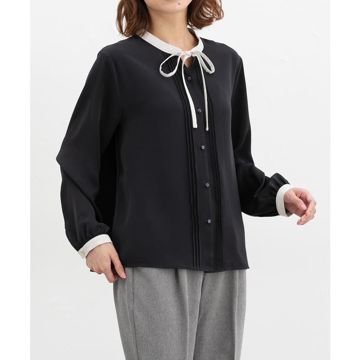 ネイビー | トップス ブラウス 長袖 | Honeys