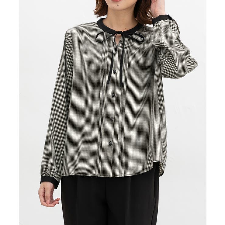 ベージュ×クロ | トップス ブラウス 長袖 | Honeys