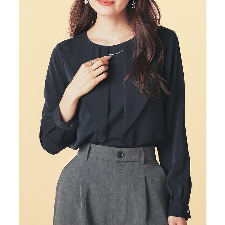 ネイビー | トップス ブラウス 長袖 | Honeys