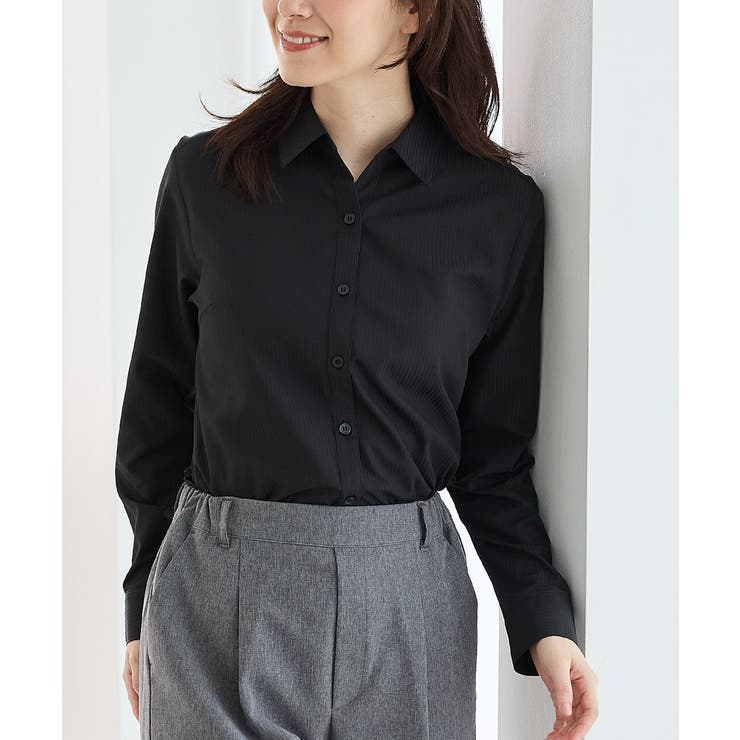 ブラック | トップス シャツ スキッパーシャツ | Honeys
