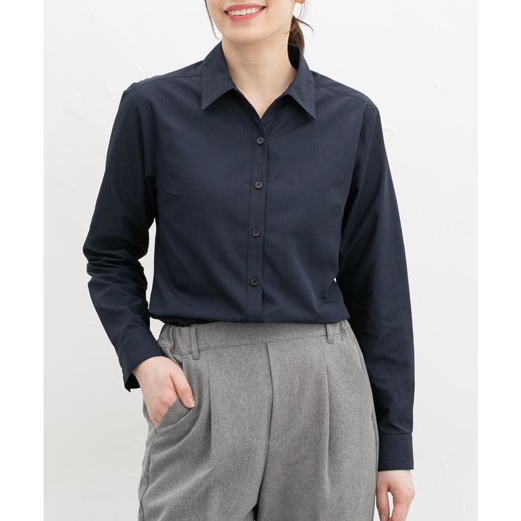 ネイビー | トップス シャツ スキッパーシャツ | Honeys