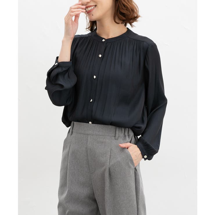 ネイビー | トップス ブラウス 長袖 | Honeys