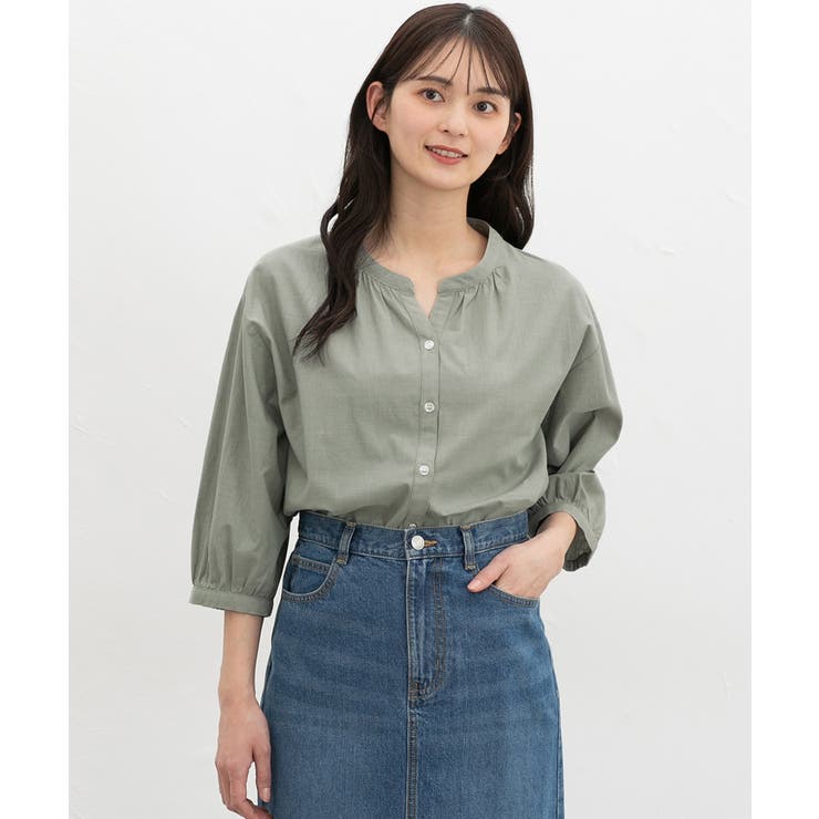 グリーン | トップス ブラウス スキッパーカラー | Honeys