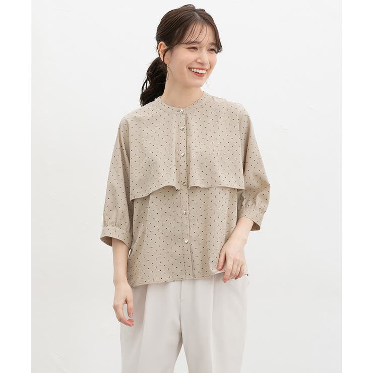 ベージュ水玉 | トップス ブラウス オフィス | Honeys