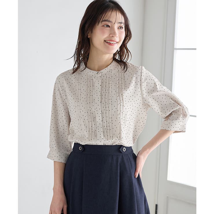 ライトグレー水玉 | トップス ブラウス 大きいサイズ | Honeys