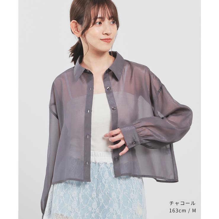 HER SHIRT HER DRESS 売れ筋商品|||ハー シャツ ハー ドレス Tシャツ トップス レディース Tops Grey sahara tシャツ sheer top/ART シアートップス レディース