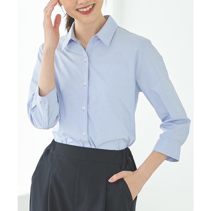 ブルー×オフ | トップス スキッパーシャツ シャツ | Honeys