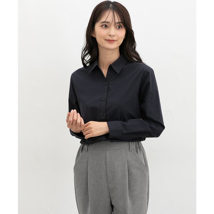 ネイビー | トップス シャツ スキッパーシャツ | Honeys