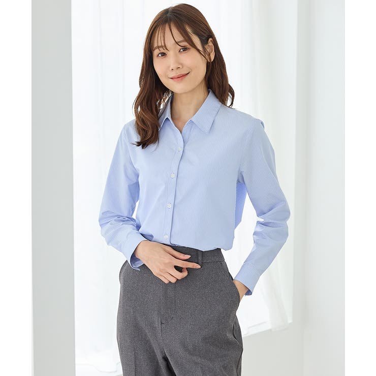 サックス×オフ | トップス シャツ スキッパーシャツ | Honeys