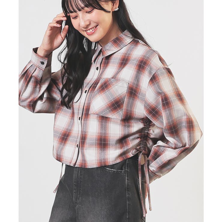 ベージュチェック | トップス シャツ ドロストシャツ | Honeys