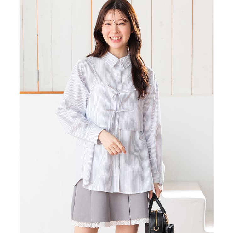 オフ×ブルー | トップス シャツ 長袖 | Honeys