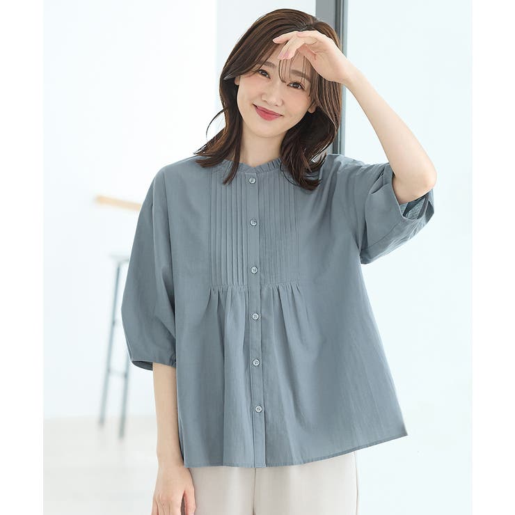 スモーキーブルー | 【ハニーズ】トップス ブラウス ピンタックブラウス | Honeys