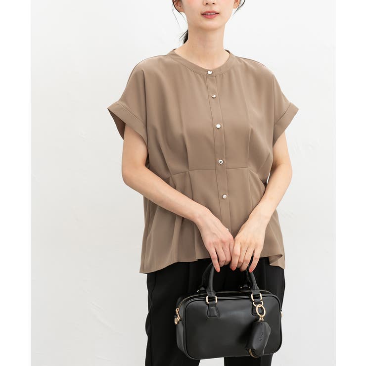 キャメル | 【ハニーズ】トップス ブラウス 半袖 | Honeys