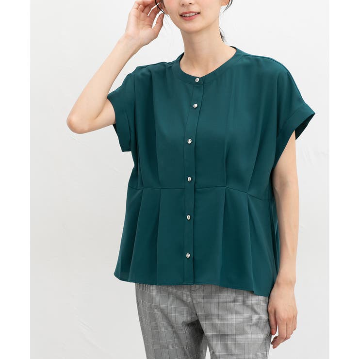 ダークグリーン | 【ハニーズ】トップス ブラウス 半袖 | Honeys