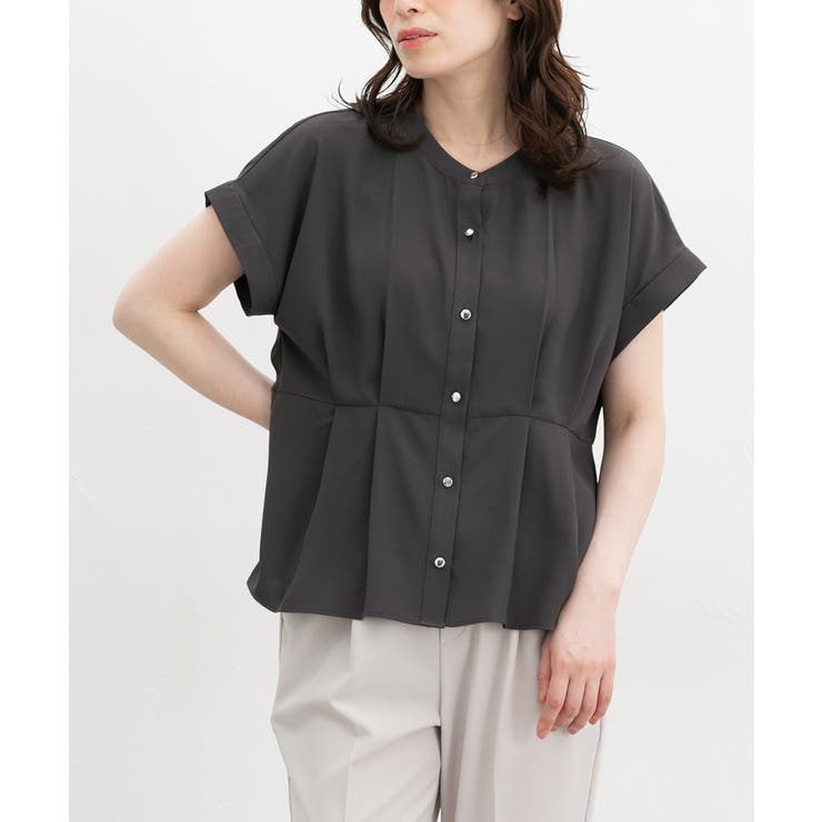 チャコール | 【ハニーズ】トップス ブラウス 半袖 | Honeys