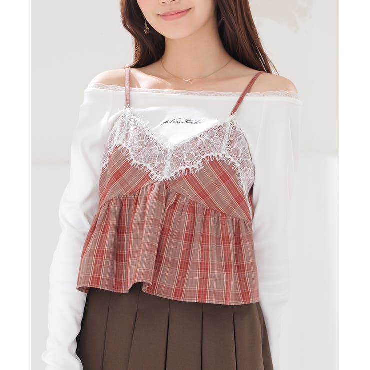 アカチェック | トップス ブラウス ノースリーブ | Honeys