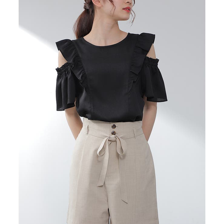 ブラック | トップス ブラウス 半袖 | Honeys