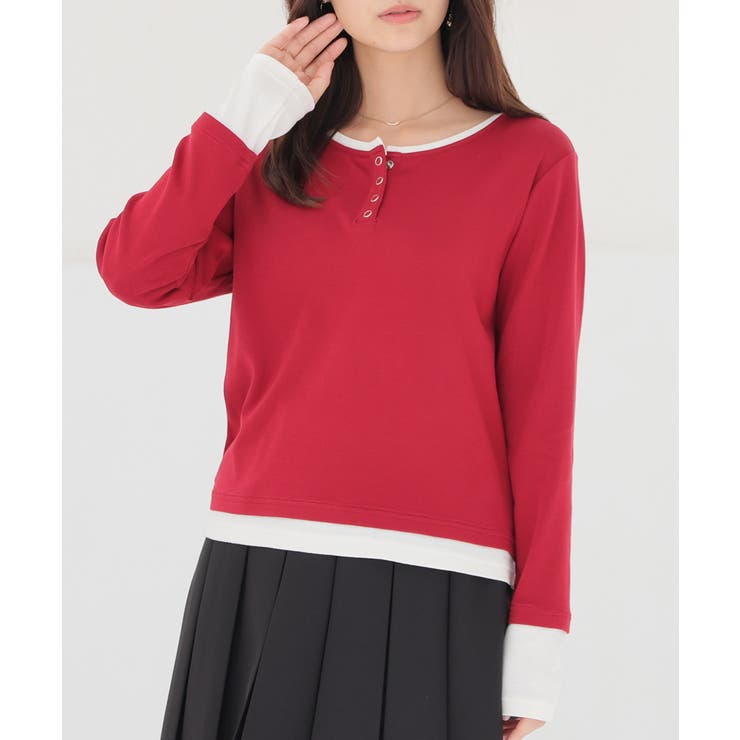 レッド | トップス カットソー 長袖 | Honeys