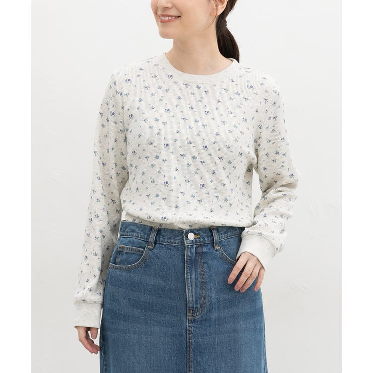 ブルー花柄 | トップス Tシャツ ロンＴ | Honeys