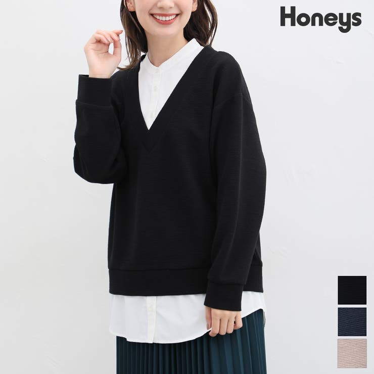 トップス シャツ 重ね着風[品番：HNSW0008117]｜Honeys（ハニーズ）の