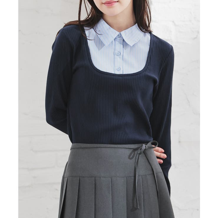 ネイビー | トップス カットソー 長袖 | Honeys