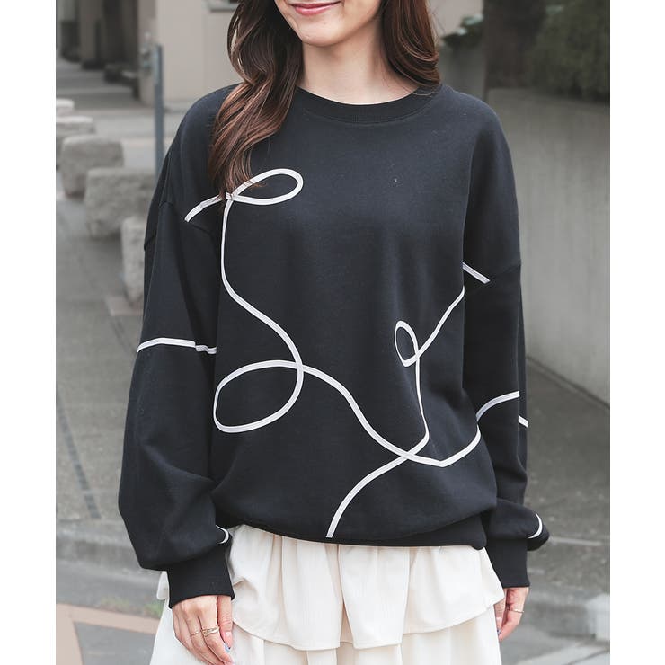 ブラック | トップス スウェット 長袖 | Honeys