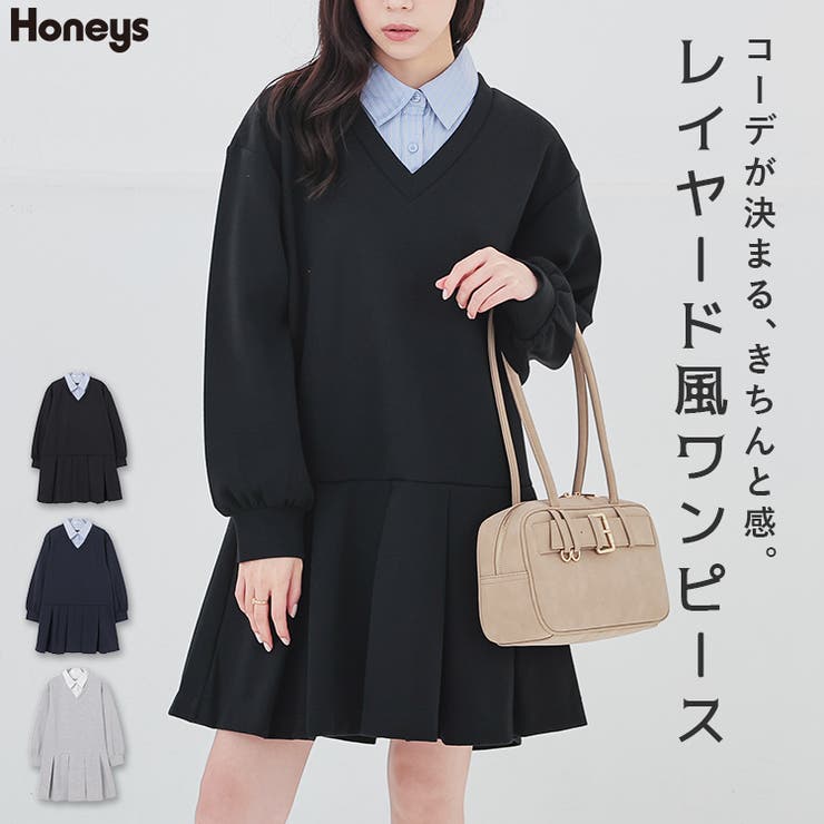 ワンピース 長袖 ミニ丈 | Honeys | 詳細画像1 