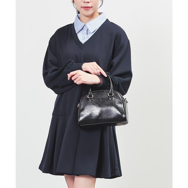 ネイビー | ワンピース 長袖 ミニ丈 | Honeys