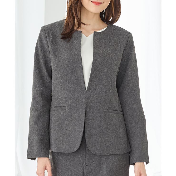 杢チャコール | アウター ジャケット カラーレスジャケット | Honeys