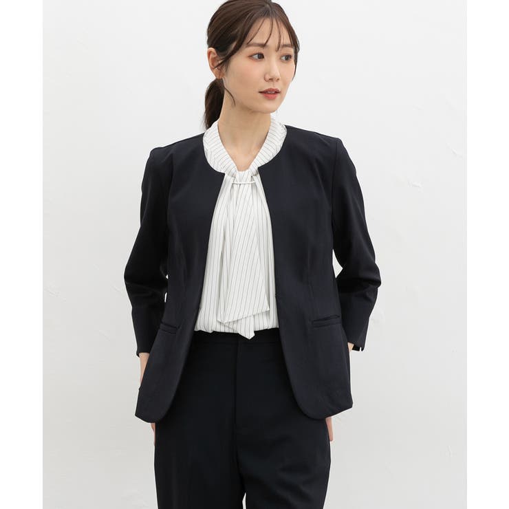 ネイビー | アウター ジャケット カラーレス | Honeys