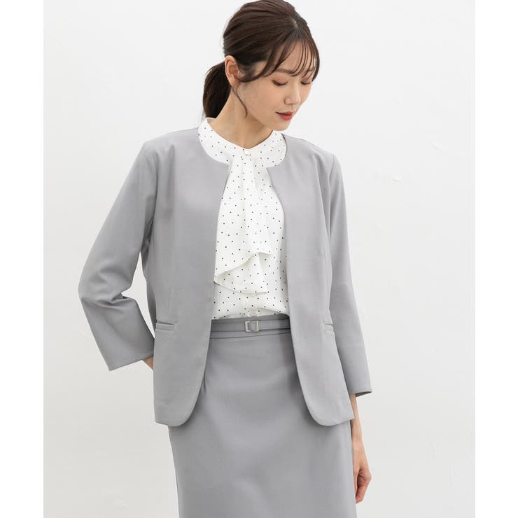 杢グレー | アウター ジャケット カラーレス | Honeys