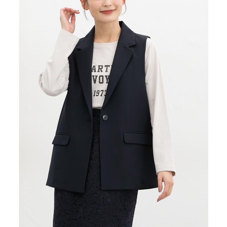 ネイビー | アウター ジレ セットアップ | Honeys