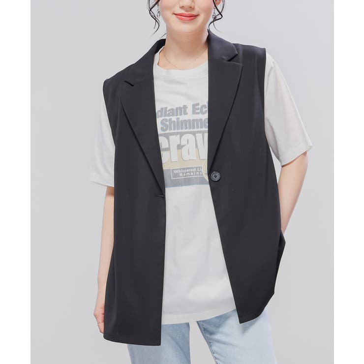 ブラック | アウター ベスト ジレ | Honeys