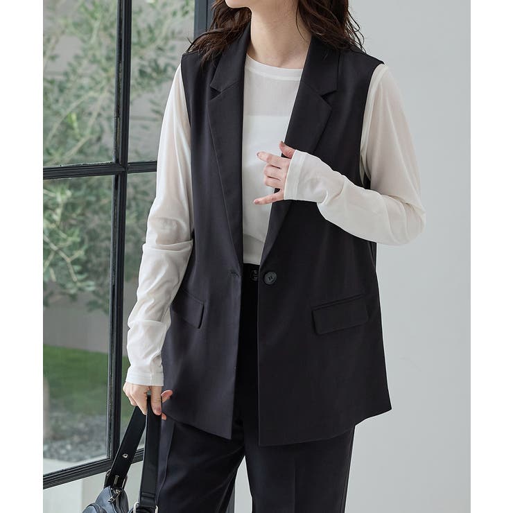 ブラック | アウター ジレ ベスト | Honeys